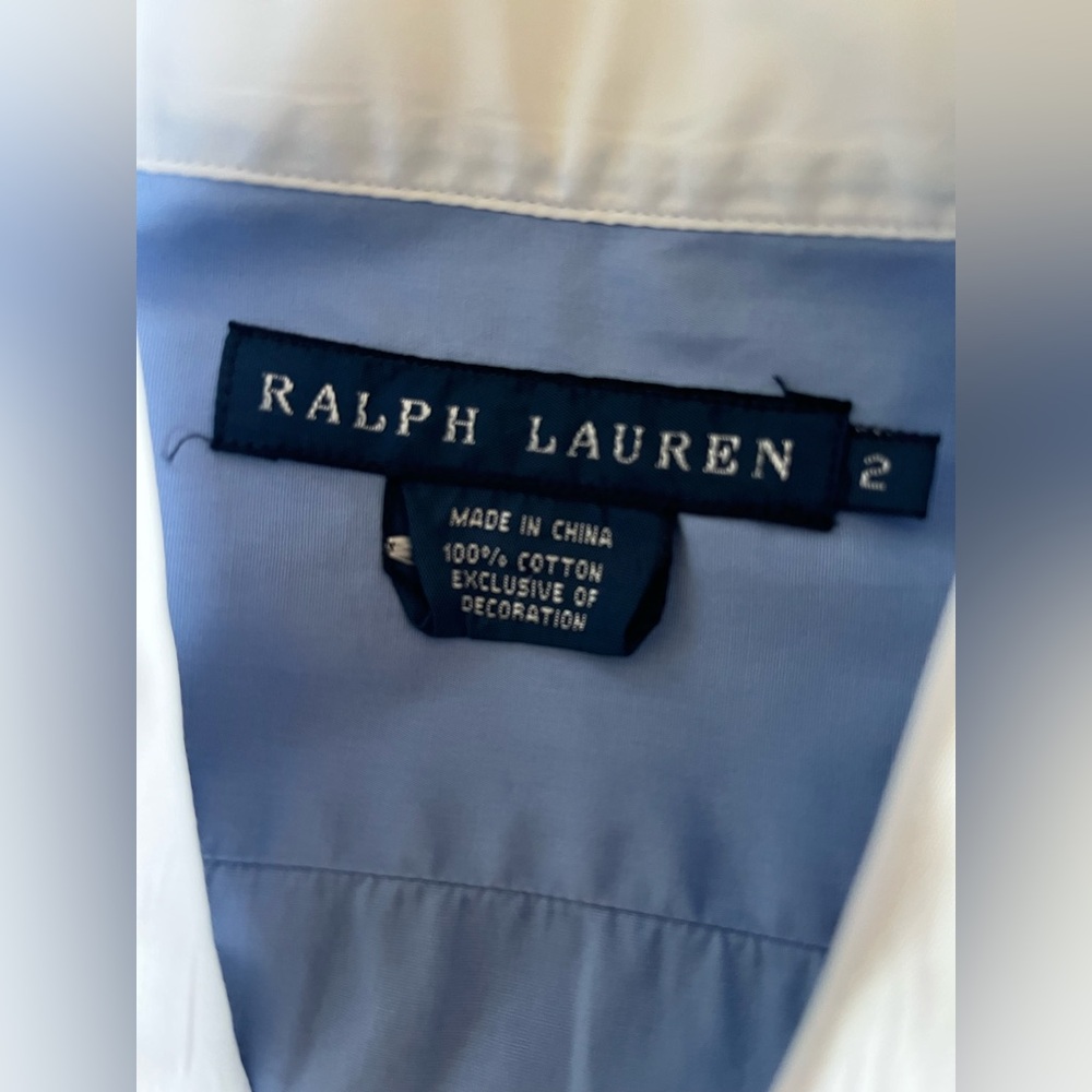 Ralph Lauren spring designer dress. Size 2 Blue Dress Shirt - Picture 5 of 8